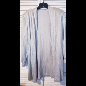 LEANTO VTG Silver Sparkle Open Front Cardigan